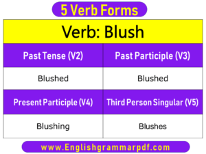 Blush Past Tense Present and Future Conjugations Blush V1 V2 V3