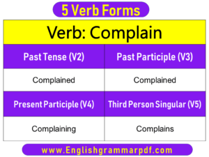 Complain Past Tense Present and Future Conjugations Complain V1 V2 V3