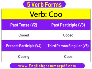 Coo Past Tense Present and Future Conjugations Coo V1 V2 V3