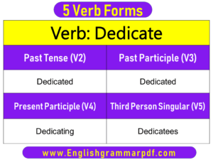 Dedicate Past Tense Present and Future Conjugations Dedicate V1 V2 V3