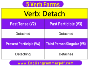 Detach Past Tense Present and Future Conjugations Detach V1 V2 V3