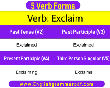 Exclaim Past Tense, Present and Future Conjugations, Exclaim V1 V2 V3