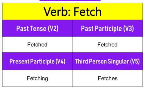 Fetch Past Tense, Present and Future Conjugations, Fetch V1 V2 V3