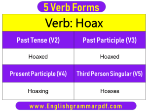 Hoax Past Tense Present and Future Conjugations Hoax V1 V2 V3