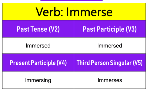 Immerse Past Tense, Present and Future Conjugations, Immerse V1 V2 V3