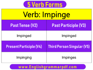 Impinge Past Tense Present and Future Conjugations Impinge V1 V2 V3