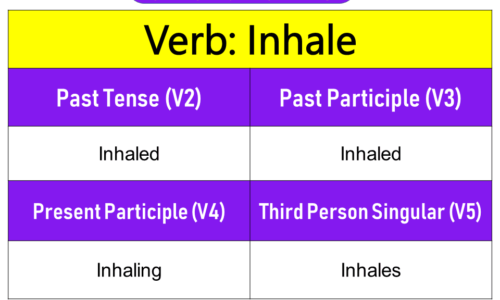 Inhale Past Tense, Present and Future Conjugations, Inhale V1 V2 V3