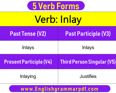 Inlay Past Tense, Present and Future Conjugations, Inlay V1 V2 V3