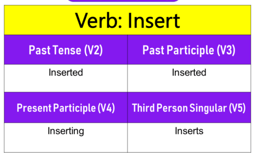 Insert Past Tense, Present and Future Conjugations, Insert V1 V2 V3