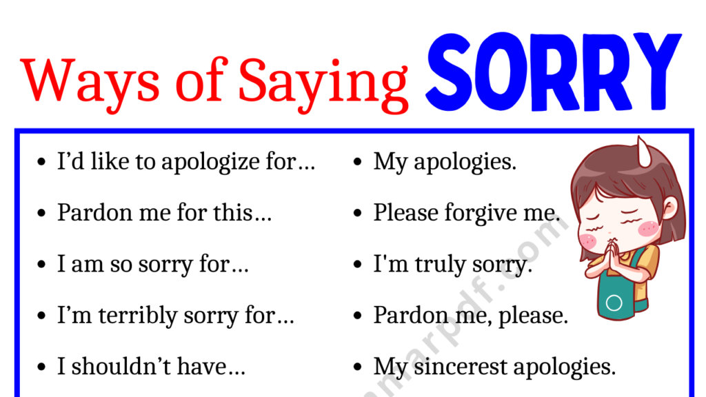 Ways of Saying I am Sorry