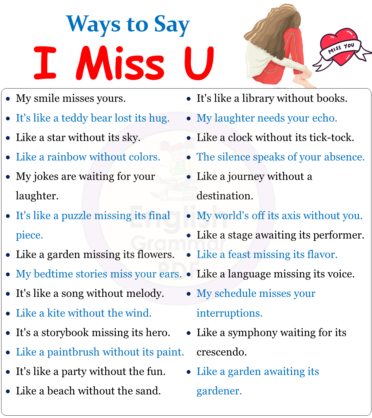Ways to say I Miss You