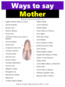 Ways to say Mother