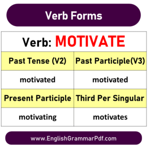 Motivate Past Tense, Present and Future Conjugations, Motivate V1 V2 V3 ...