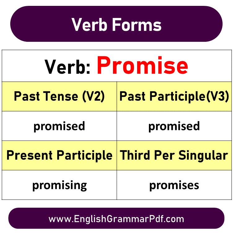 promise past tense V1 V2 V3 V4 V5