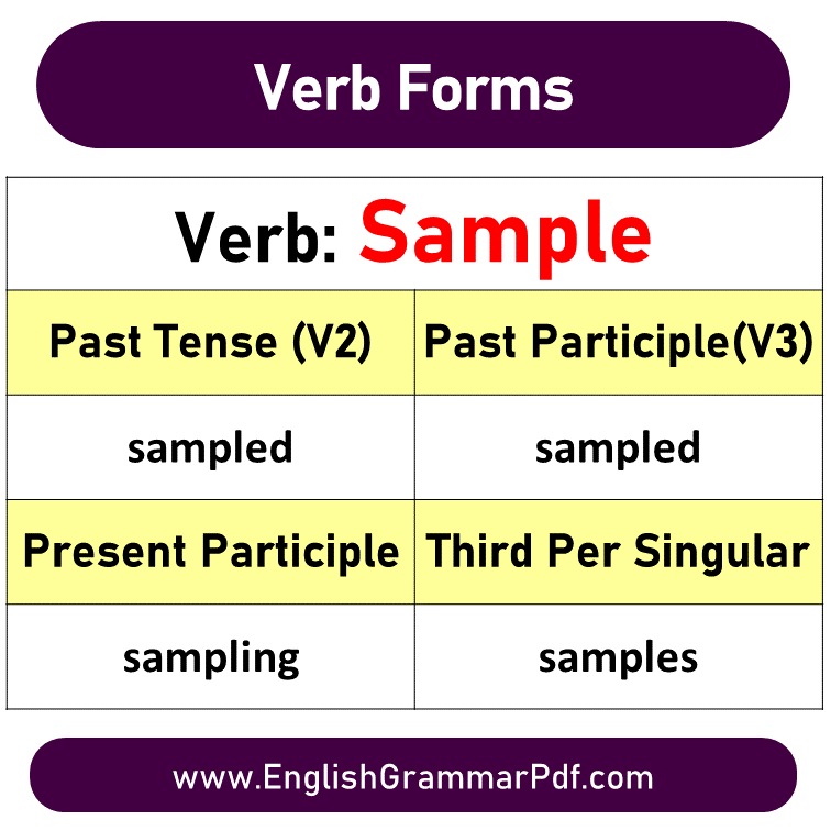 sample past tense V1 V2 V3 V4 V5