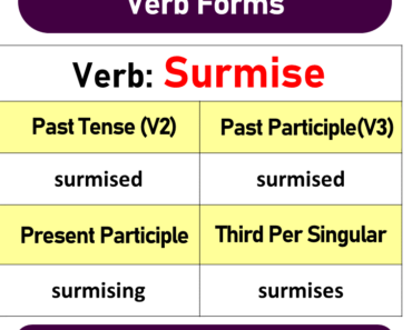 Surmise Past Tense, Present and Future Conjugations, Surmise V1 V2 V3