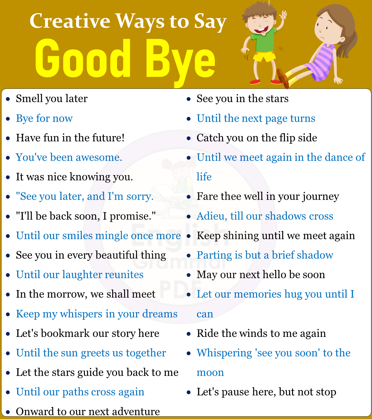ways to say Goodbye