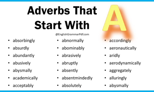 Adverbs That Start With A – Download PDF