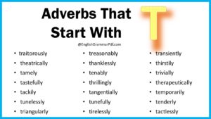 Adverbs That Start With T