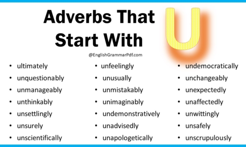 Adverbs That Start With U, List of Adverbs with U