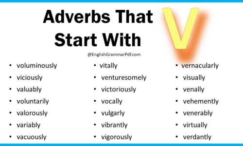 Adverbs That Start With V, List of Adverbs with V