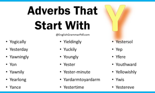 Adverbs That Start With Y | List of Adverbs with Y