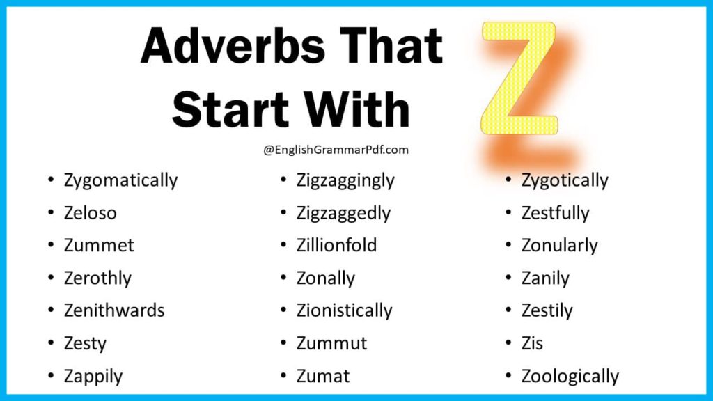 Adverbs That Start With Z