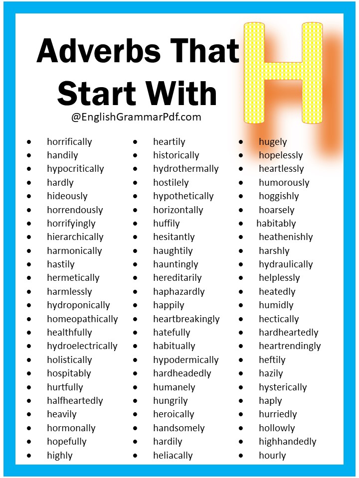 adverbs starting with h