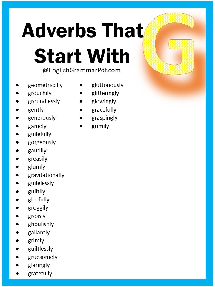 adverbs that begin with g