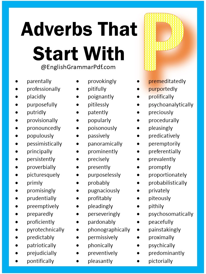 adverbs that begin with p