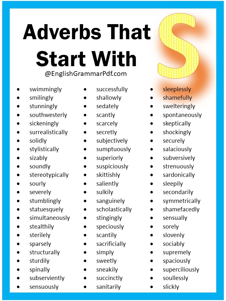 adverbs that begin with s