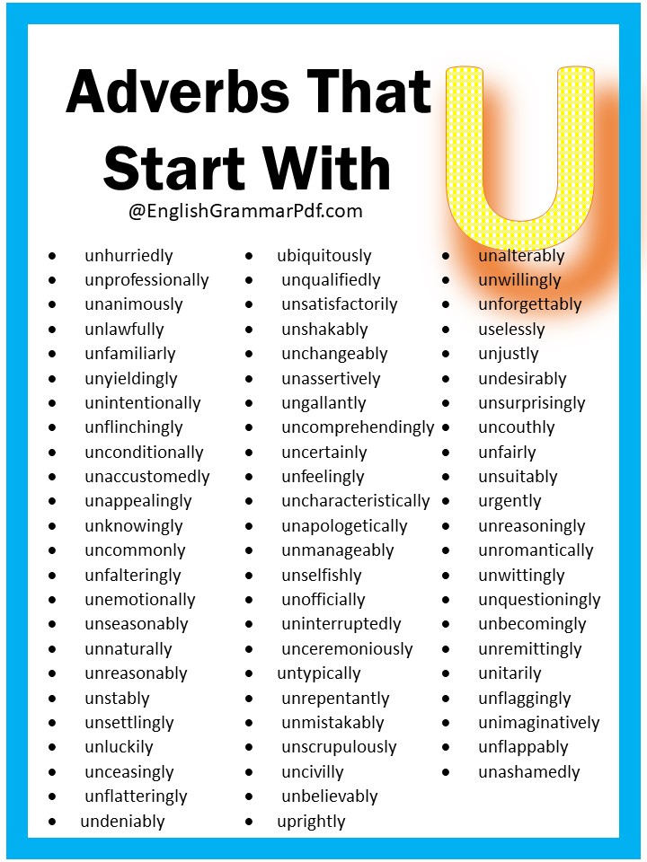 adverbs that begin with u