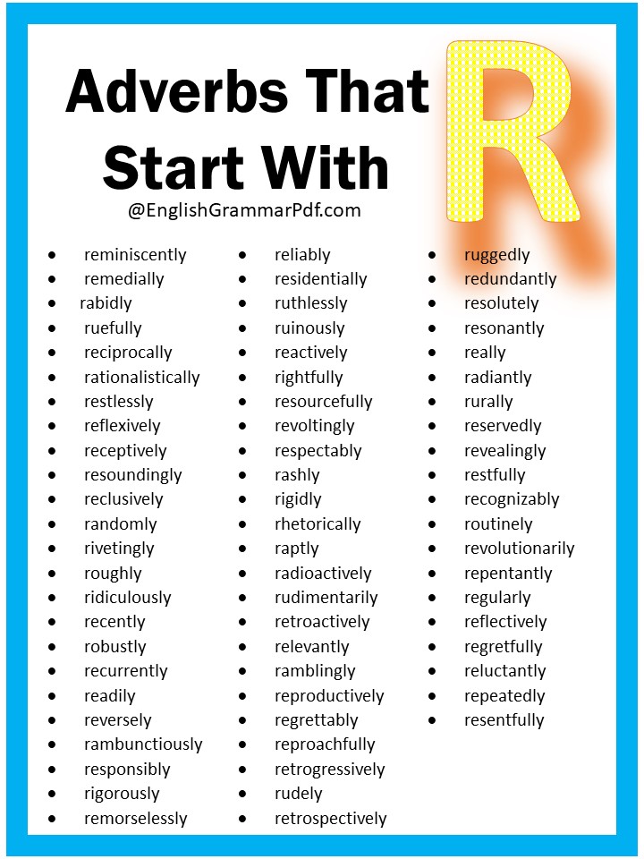 adverbs with r