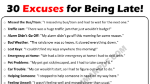 30 Excuses for Being Late! Copy