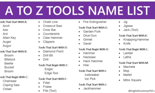 A TO Z TOOLS NAME LIST