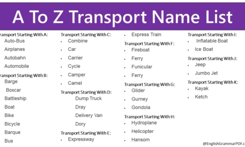 A To Z Transport Name List