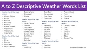 A to Z Descriptive Weather Words List