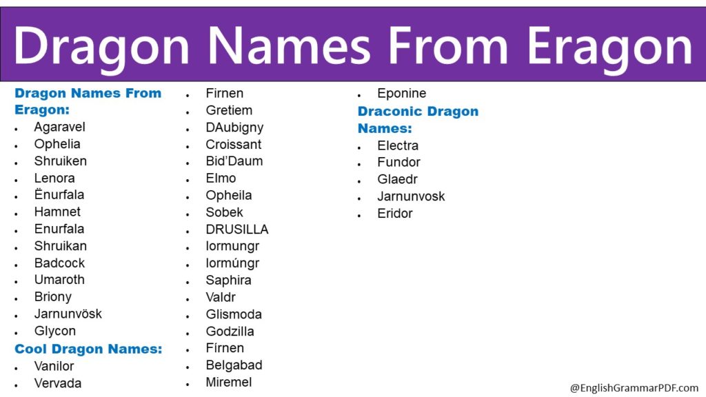 Dragon Names From Eragon