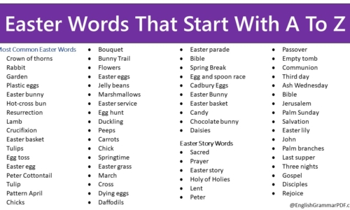 Easter Words That Start With A To Z- Easter Vocabulary