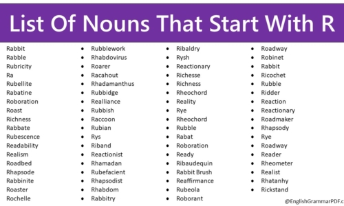 List Of Nouns That Start With R