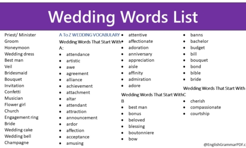 A to Z Wedding Vocabulary, Wedding Words List (2024)