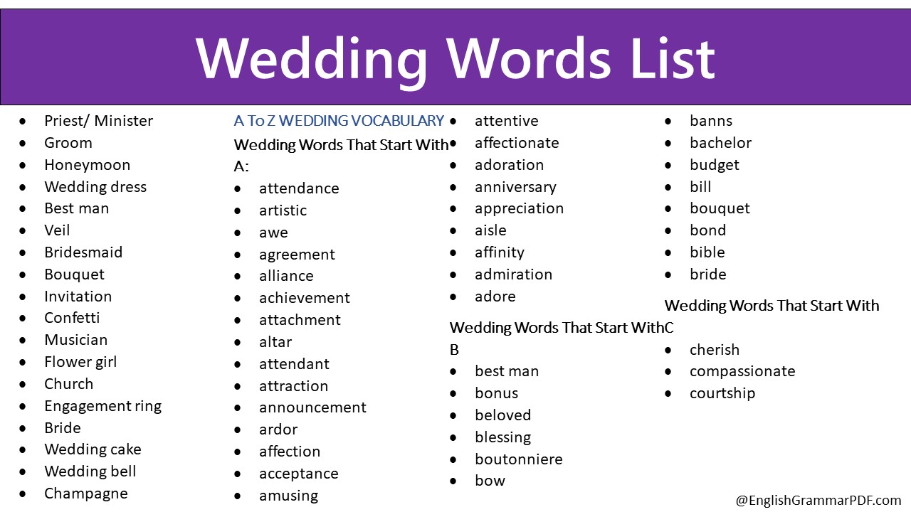 Words To Describe A Wedding