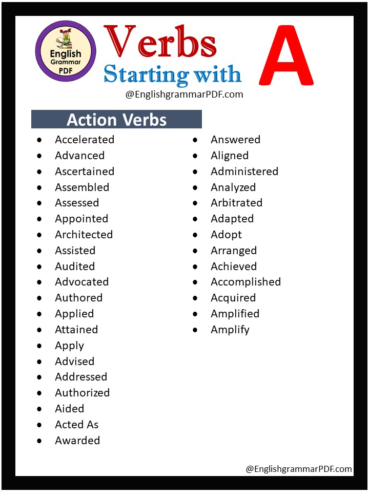 action verbs that start with a