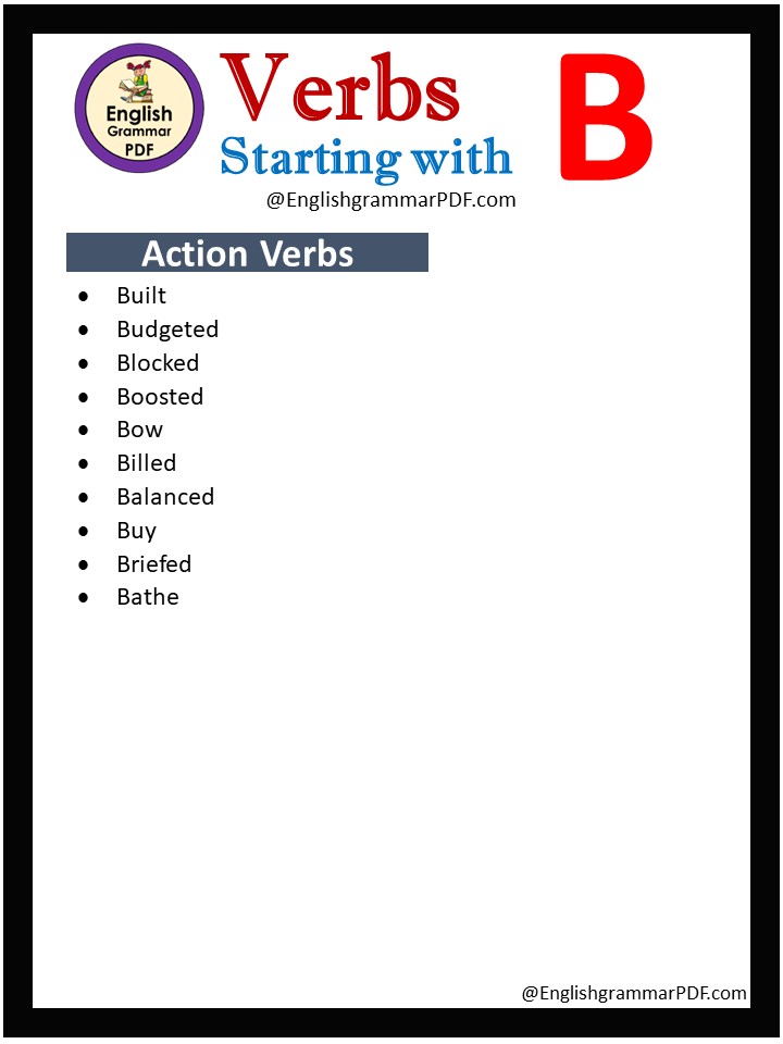 action verbs that start with b