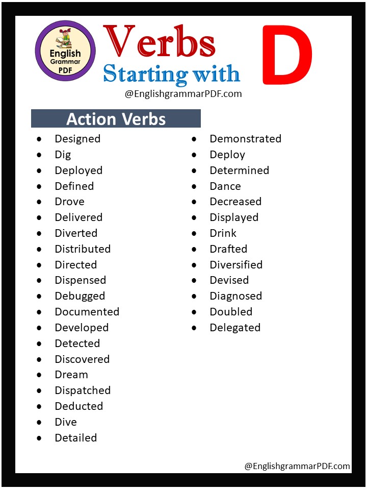 action verbs that start with d