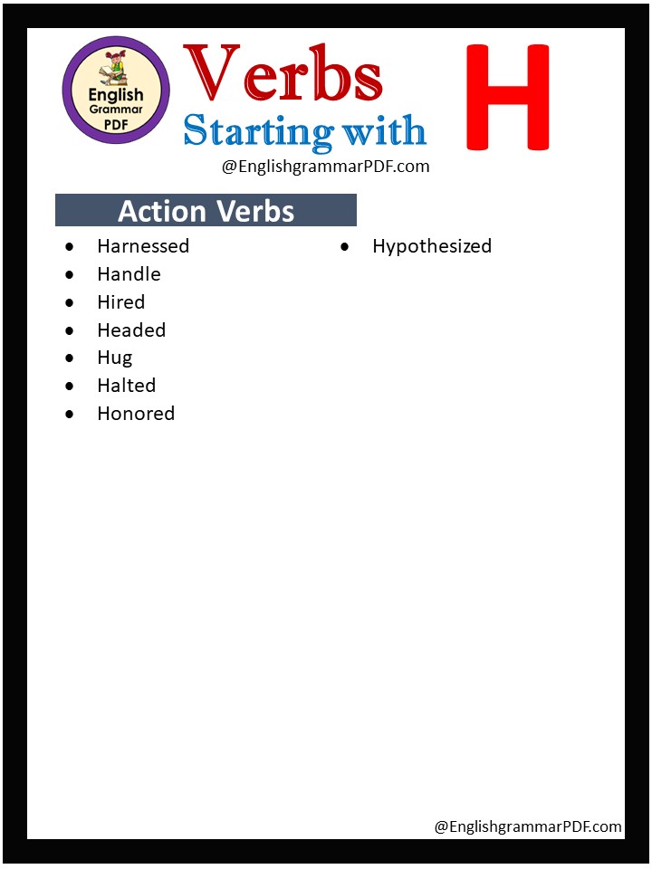 action verbs that start with h