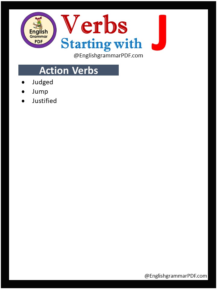 action verbs that start with j