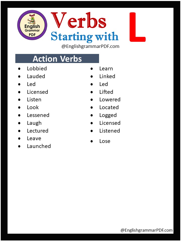 action verbs that start with l