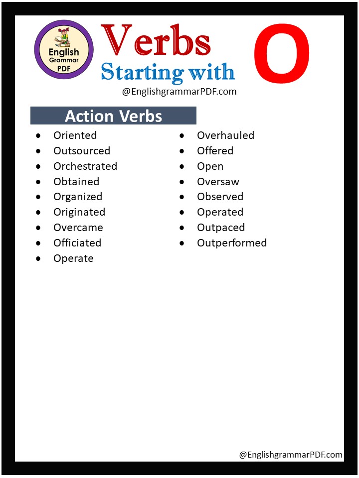 action verbs that start with o