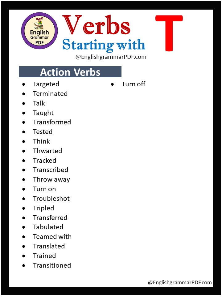 action verbs that start with t